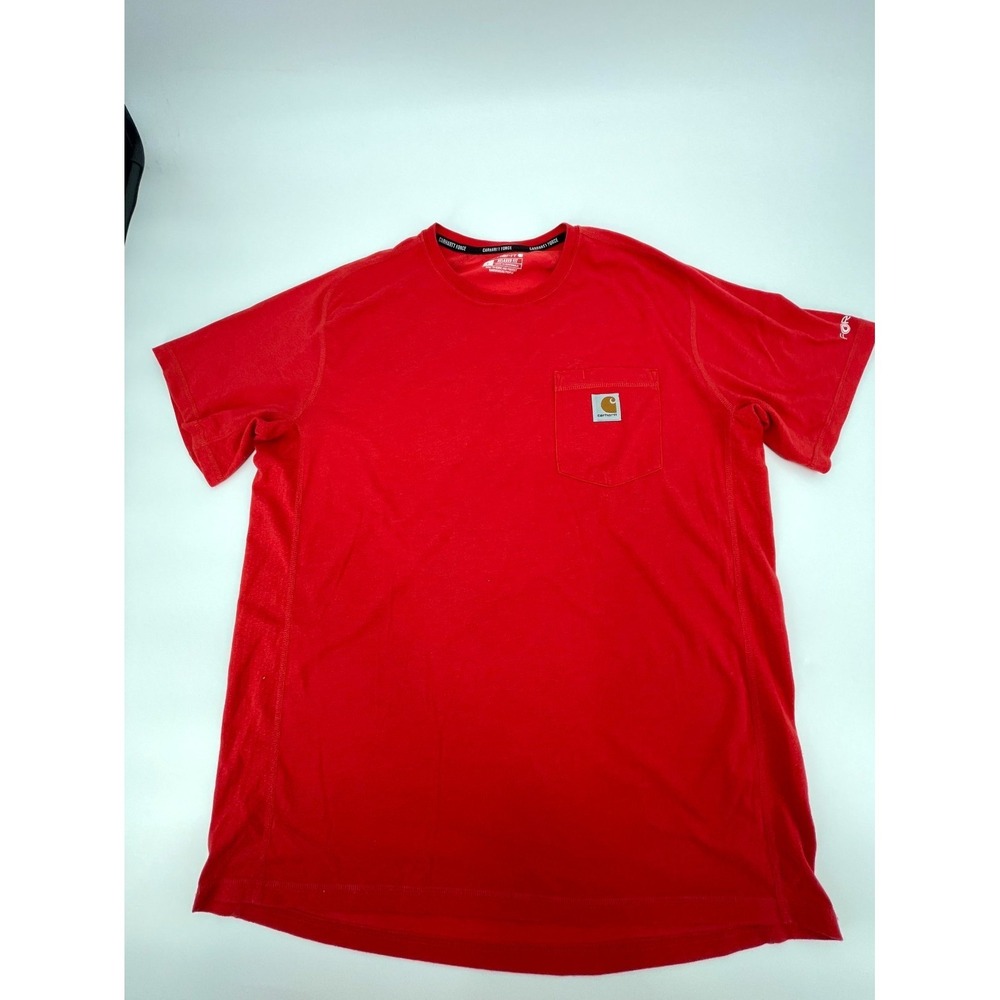 Carhartt Force T Shirt Mens Large Red Cotton Relaxed Fit Raglan Sleeve Fast Dry